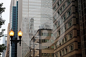 Beautiful  modern building with street lamp