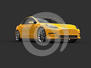 Beautiful modern cadmium yellow electric car