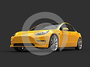 Beautiful modern cadmium yellow electric car - beauty shot