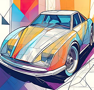 Beautiful modern car design, Vector illustration, sketch art,