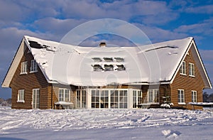 Beautiful modern house home in winter