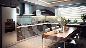 Beautiful Modern Kitchen In New Luxury Home, Modern kitchen interior