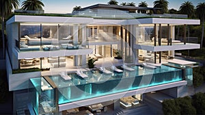 beautiful modern mansion exterior, AI Generative.