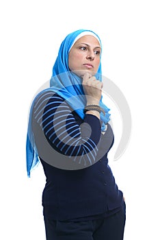 Beautiful Modern Muslim Woman Looking for Idea