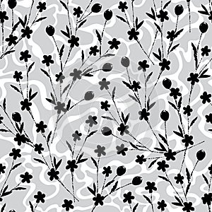 Beautiful Modern Silhouette small floral layer on free form background seamless pattern ,Design for fashion , fabric, textile,
