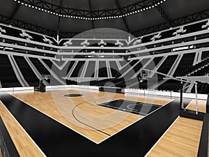 Beautiful modern sport arena for basketball with black seats