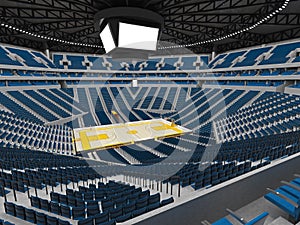 Beautiful modern sport arena for basketball with floodlights blu