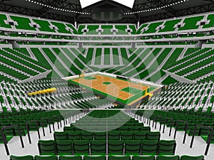 Beautiful modern sport arena for basketball with green seats