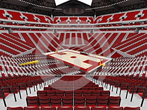 Beautiful modern sport arena for basketball with red seats