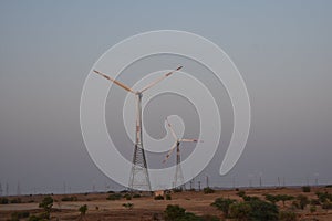 Modern windmills in jaisalmer rajasthan India