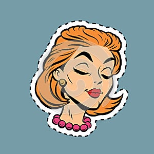 Beautiful modest retro girl head sticker label