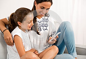 Mom and Daughter at home