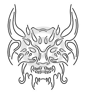 Vector line art with isolated demon head