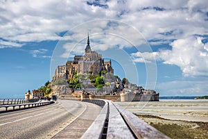 Beautiful Mont Saint Michel cathedral on the island, Normandy, N