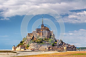 Beautiful Mont Saint Michel cathedral on the island, Normandy, N