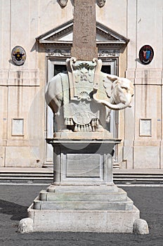 Beautiful monument of Elephant by Bernini on Piazza della Minerva in Rome, Italy