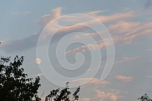 Beautiful moon in the evening sky sunset