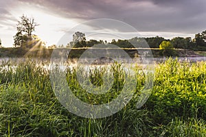 Beautiful morning landscape on a rivern