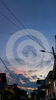 A beautiful morning sky with Electricity Silhoute