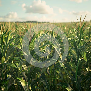 Beautiful morning sunrise over the corn field