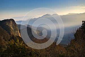 Beautiful morning sunrise with scene of Yushan mounatin