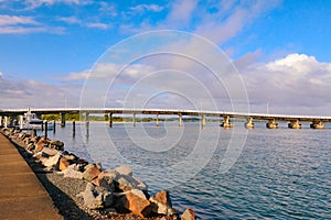 Beautiful morning view of the Forster Tuncurry bridge, NSW Australia