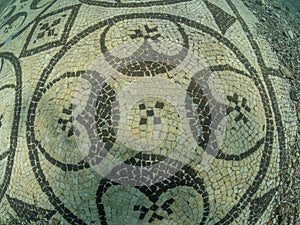 Beautiful mosaic in villa protiro. Underwater archeology.