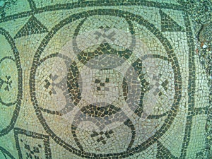 Beautiful mosaic in villa protiro. Underwater archeology.