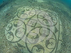 Beautiful mosaic in villa protiro. Underwater archeology.