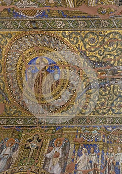 The beautiful mosaics inside the destroyed Kaiser Wilhelm GedÃ¤chtniskirche church, Berlin, Germany