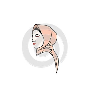 Beautiful Moslem Girl Hijab Vector Design. Logo, Icon, Sign, Illustration photo