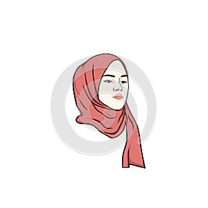 Beautiful Moslem Girl Hijab Vector Design. Logo, Icon, Sign, Illustration photo
