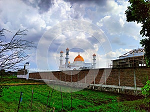 beautiful mosque in a farming area in a city