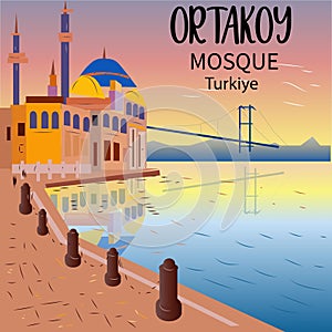 Beautiful Mosque in Istanbul Turkey Vector Illstration