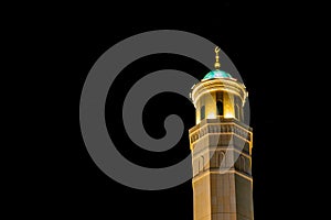 Mosque minaret at night photo