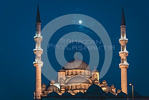 Beautiful mosque at night in istanbul, Turkey