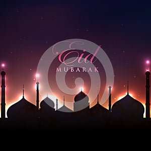 Beautiful mosque silhouette glowing background