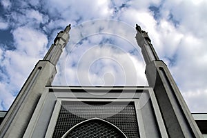 Beautiful mosque with two minarets symbolizing a new religious movement