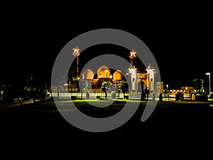 Beautiful Mosque view in night colorful