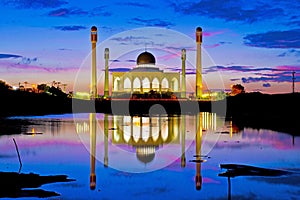 Beautiful mosques and reflection in Songkhla province, Thailand