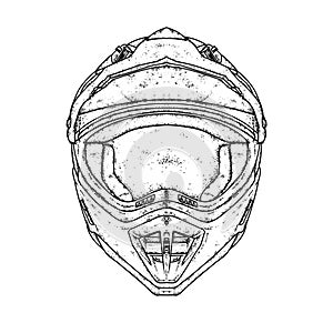 A beautiful motorcycle helmet. Vector illustration for a postcard, poster or print for clothes. Purebred puppy. Motorcycling. photo
