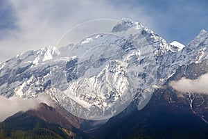 Beautiful mount, round Annapurna circuit trekking trail