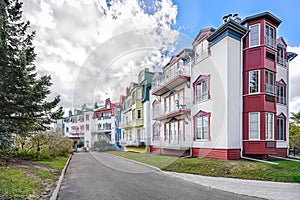 Beautiful Mount-Tremblant village in ski resort in fall view Can