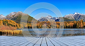 Beautiful Mountain Lake Autumn Sunrise Panorama