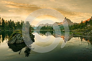 Beautiful mountain lake in the Dolomites