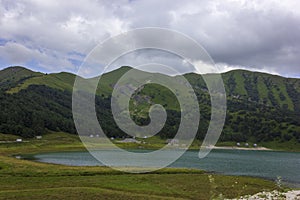 Beautiful mountain lake Kezenoy Am or Kezenoyam in Chechen republik
