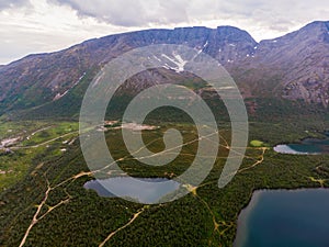 Beautiful mountain lake in the Khibiny mountains in northern Russia