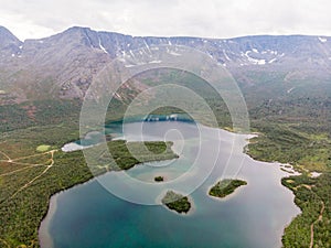 Beautiful mountain lake in the Khibiny mountains in northern Russia