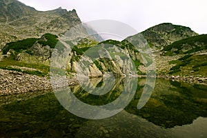 A beautiful mountain lake landscape in Tatry