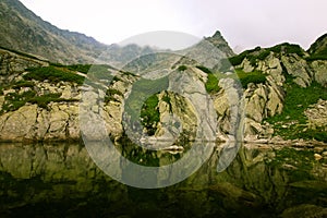 A beautiful mountain lake landscape in Tatry